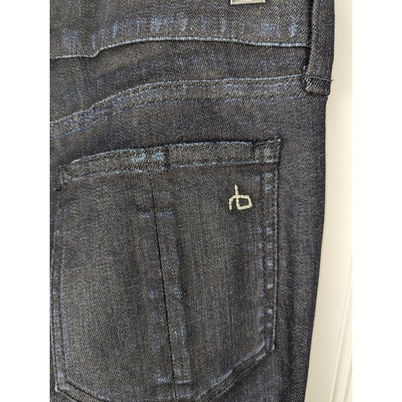 Rag & Bone Hyde Black Lamb Leather & Indigo Denim Combo Skinny‎ Jean Size 27 - Picture 9 of 16